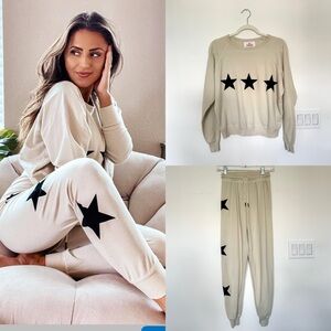 The Denim Blonde Beige Crew Neck Sweatshirt and Jogger Sweatpants Set Neutral